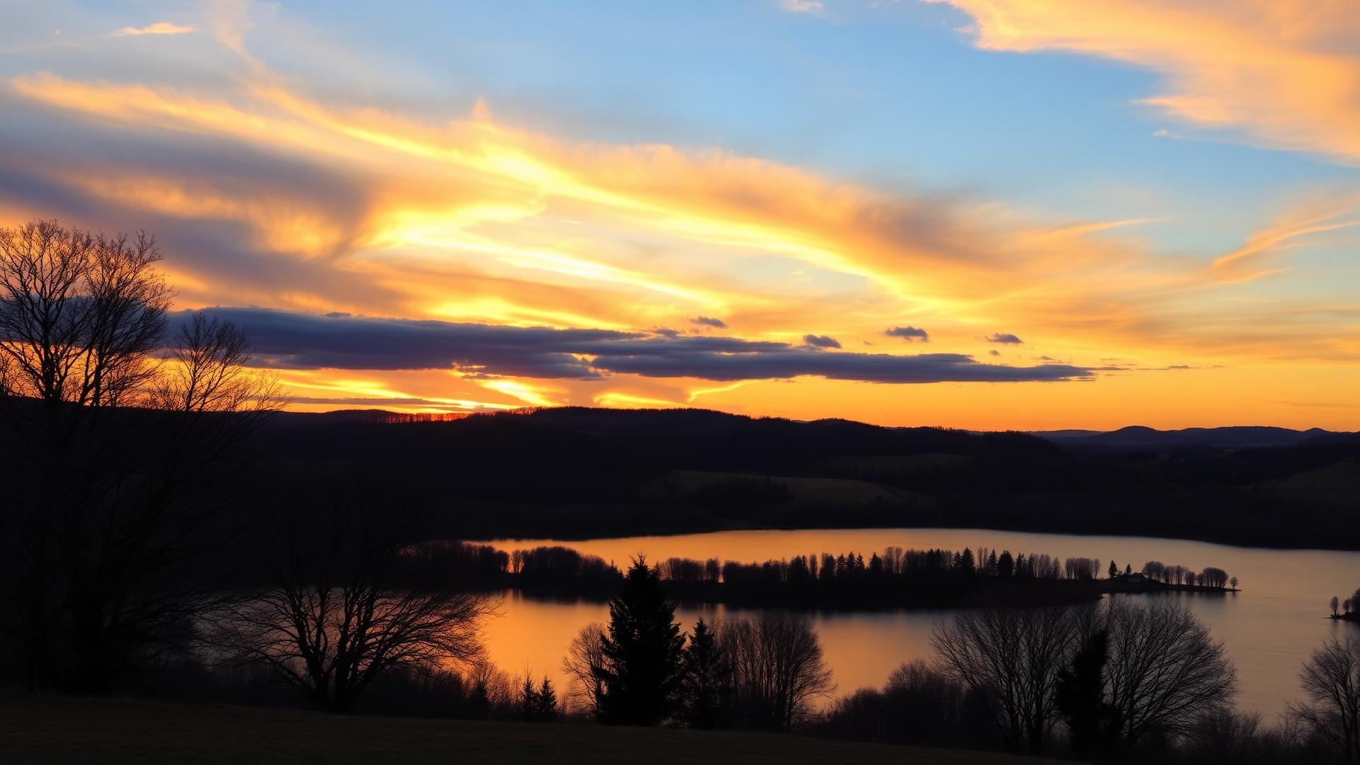 Coucher de soleil sur la vallée de la Dordogne