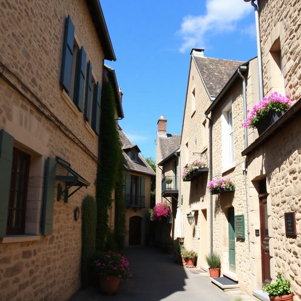 Ruelle fleurie d'un village de caractère du Périgord